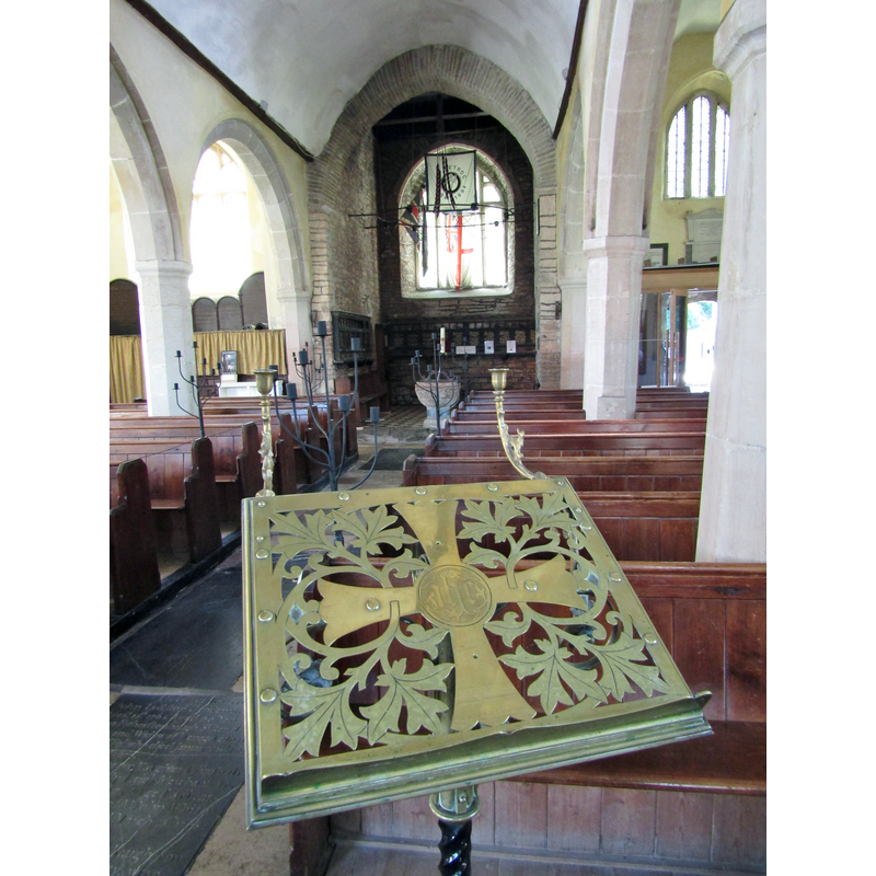showing the font towards the back [west] of the centre aisle
