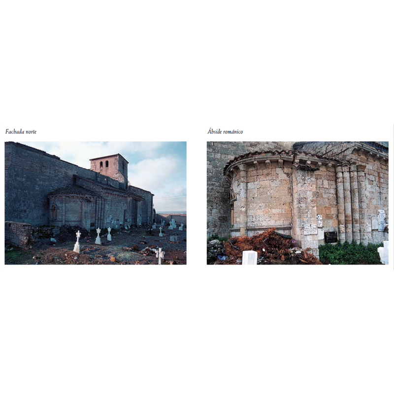 two views of the original Romanesque church from the northeast, attached to the Gotic church