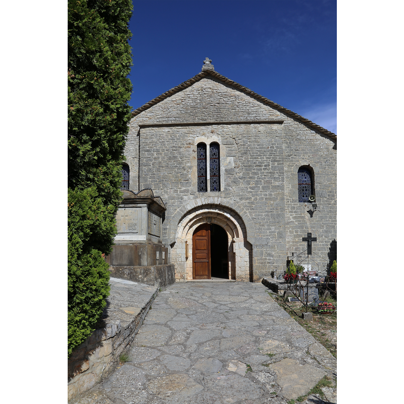 Source caption: " Saint-Jean-Baptiste (a historical monument), a 12th-century church in La Malene: La Malène, a French commune in the Gorges du Tarn."