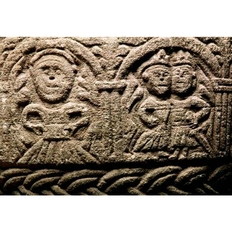 in the left arch: Blomqvist suggests a mitred bishop holding a book