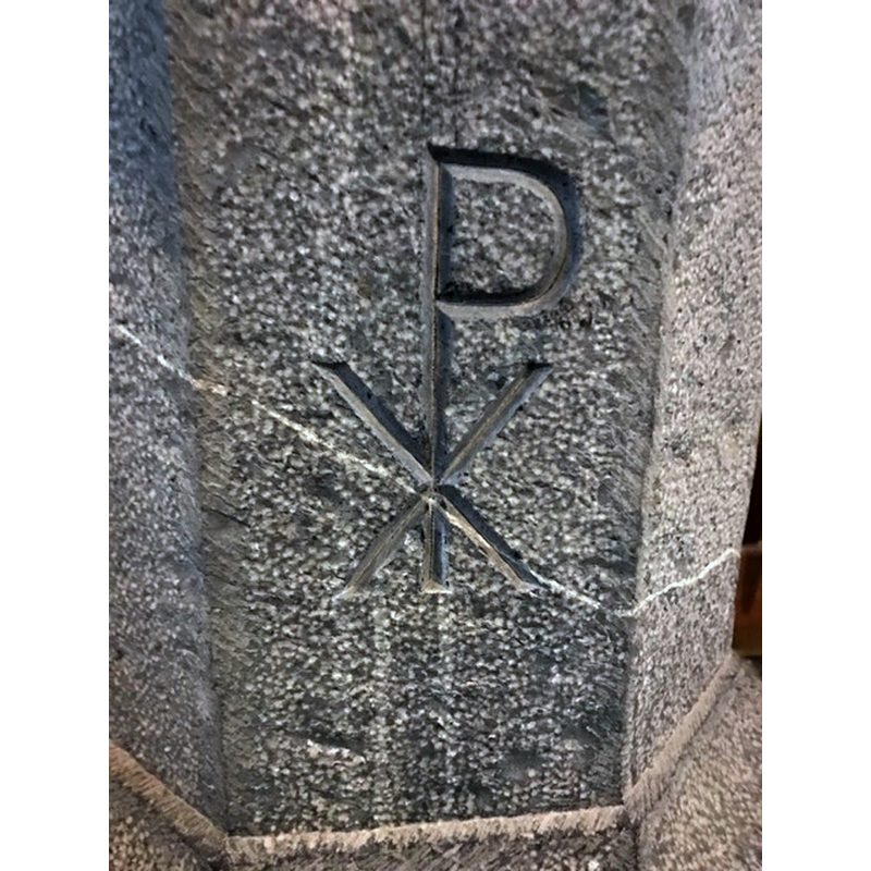the Chi-Rho symbol is likely a later addition to this object
