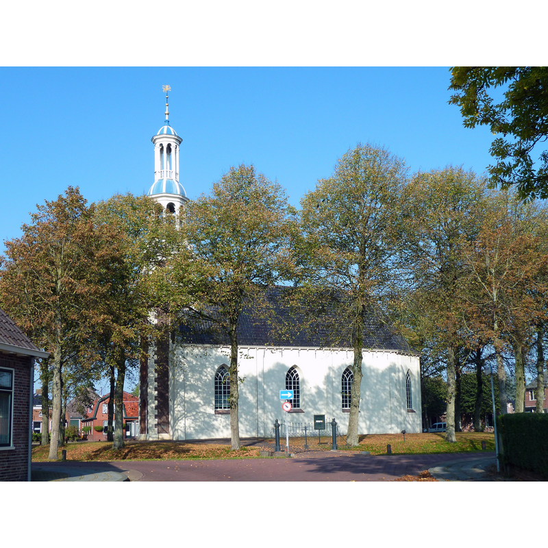 Source caption: "Hervormde kerk van het Groningse dorp Spijk uit 1676."