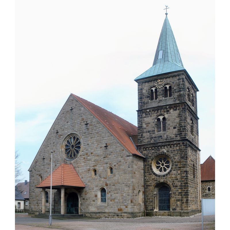 Source caption; "Kirche Sankt Matthäus in Dorsten Wulfen (Hugin stitch)"