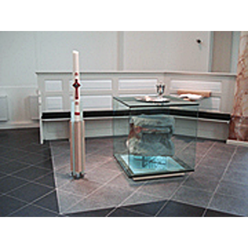 the fragment (nase) of the 13thC font as displayed inside the church
