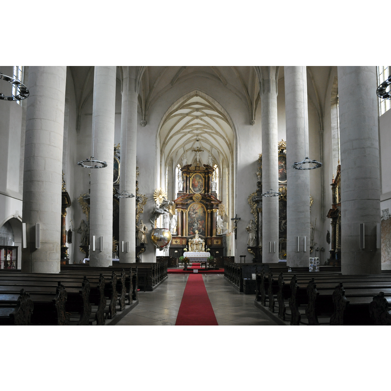 Source caption: "Interior of the Church of Saint Nicholas (Znojmo)"