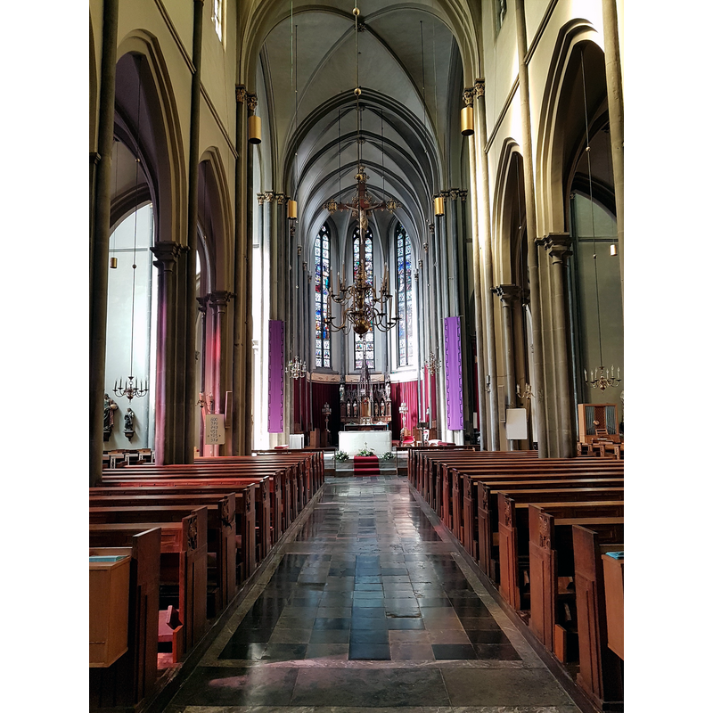 Source caption: "View of the nave of the parish church of Saint Martin (Sint-Martinuskerk) in Maastricht, Netherlands."