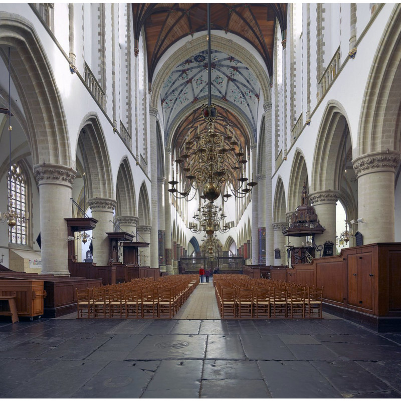 Source caption: " Grote of Sint Bavokerk: Interieur, overzicht naar het koor"