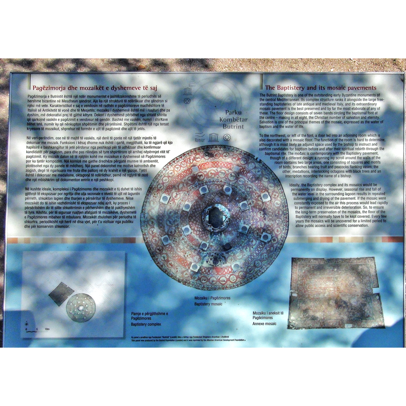 Plaque on site (Albanian and English)