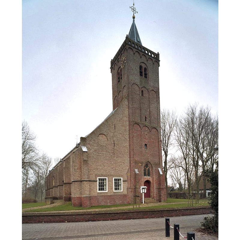 Source caption" "Nederlands Hervormde Kerk: Een tweebeukige kerk met vijfzijdig gesloten koor en een toren van drie geledingen met balustrade (opmerking: Gefotografeerd voor Monumenten In Nederland Noord-Holland)"