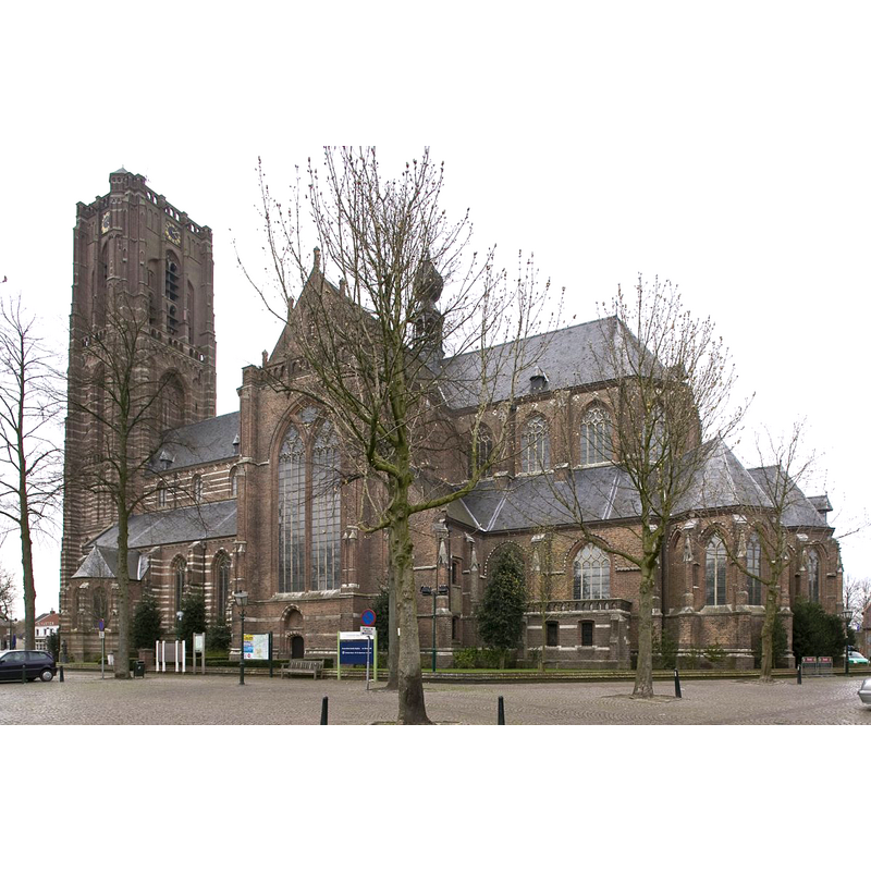 Source caption: " Sint Petruskerk: Overzicht van de zuidzijde van de kerk (opmerking: Kanjers 2001)"