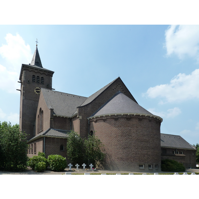 Source caption: "Sint-Barbarakerk, Leveroy, Nederland" -- the new church built in 1949