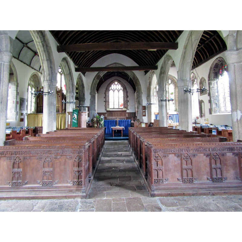 Source caption: "Drewsteignton - Holy Trinity Church. Inside view of the parish church."