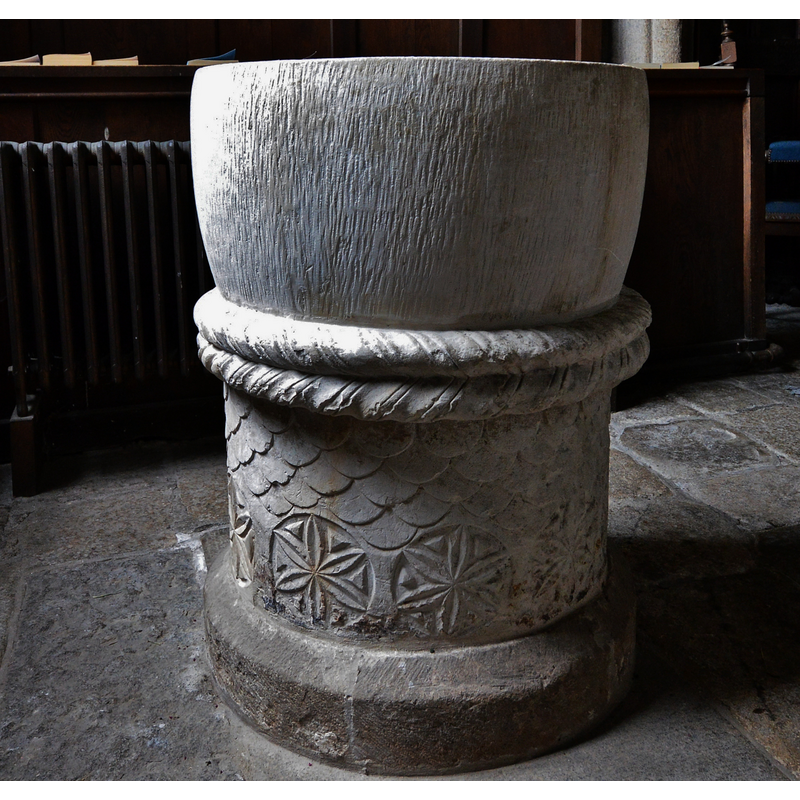 appears to be part of the surviving base block, not of the replacement basin