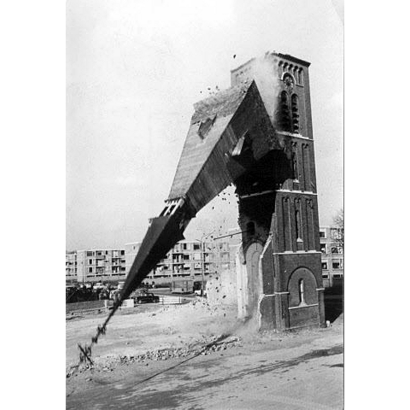 showing the old church during the demolition process in 1967; the site had to be freed to provide access for a new bridge