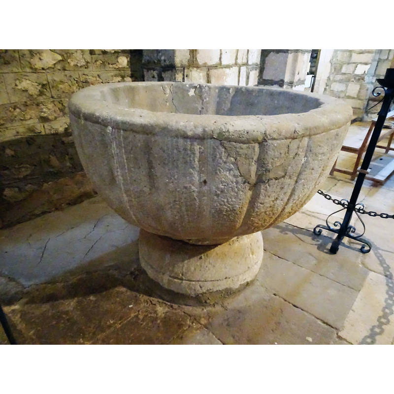 the basin side shows a large repair on it below the rim