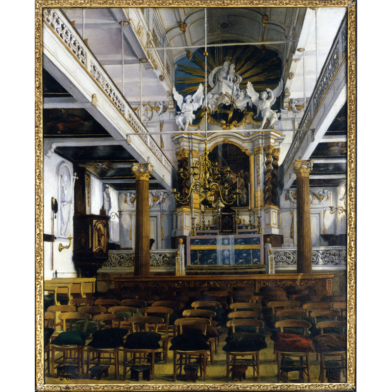 Source caption: " Interieur van de St.-Gertrudiskapel (Mariahoek 10) te Utrecht, uit het westen."