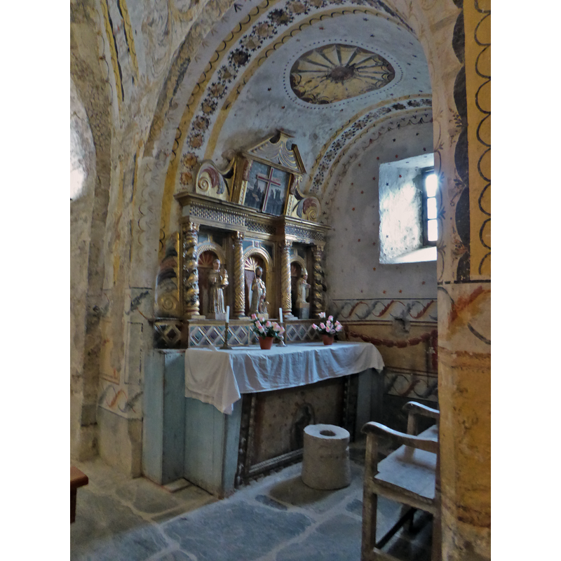 showing the odd stone object by the altar