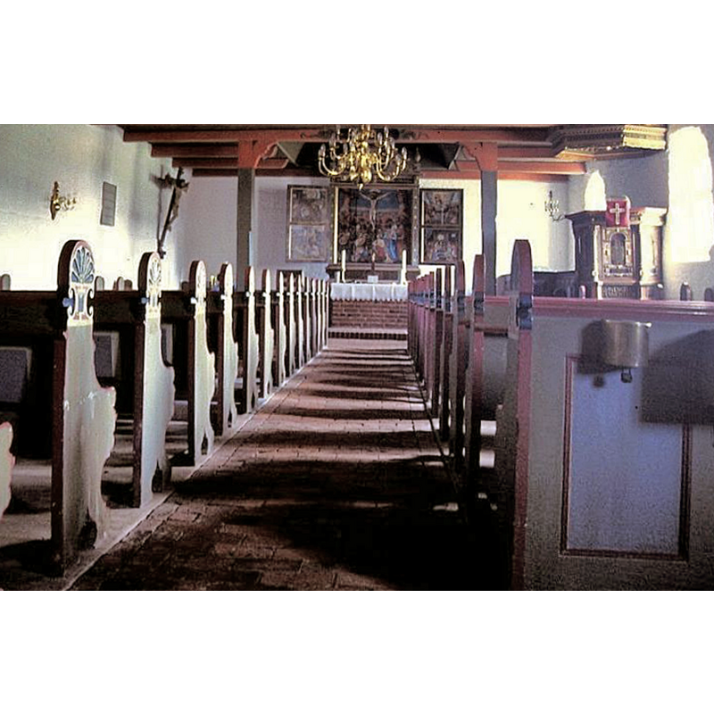 Source caption: "Ockholm Kirke i Sydslesvig. Skibet set mod øst"