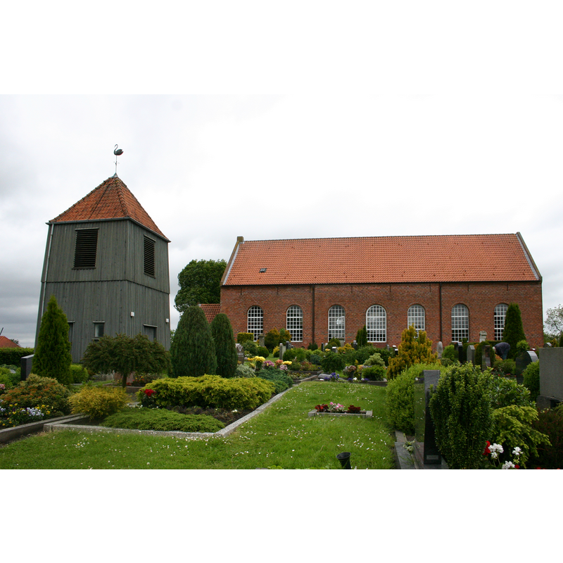Source caption: "Hist. Kirche in Burhafe, LK Wittmund, Ostfriesland"