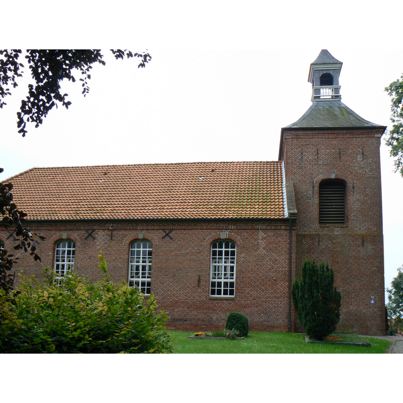 Source caption: "Church Berdum, Wittmund/Germany" -- earlier church demolished 1800; new brick building of 1801/1802