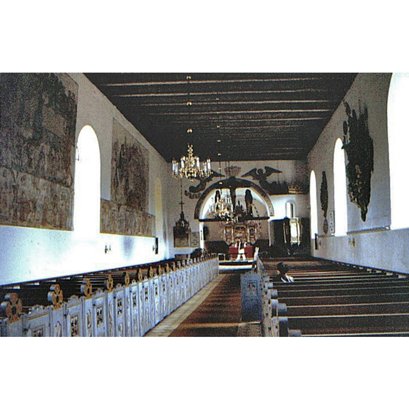 Source caption: "Brøns Kirke i Danmark. Skib mod øst, nordvæg"