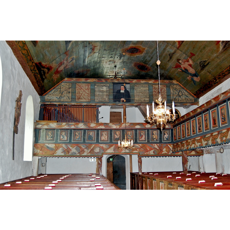 Source caption: "Sjösås gamla kyrka. Interiör."