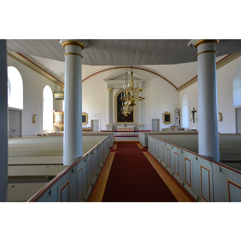 Source caption: "Sjösås nya kyrka.Interiör mot väster."