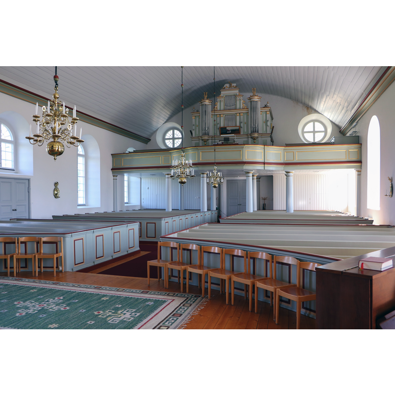 Source caption: "Sjösås nya kyrka.Interiör mot öster."