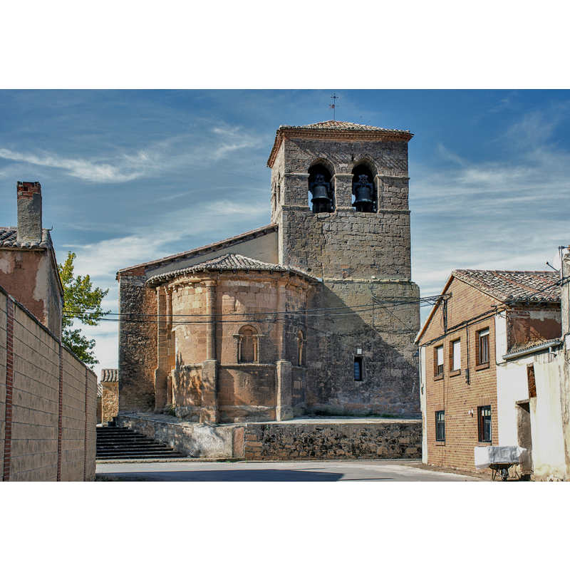 Source caption: "Torre y ábside de la iglesia de San Andrés de Padilla de Arriba."
