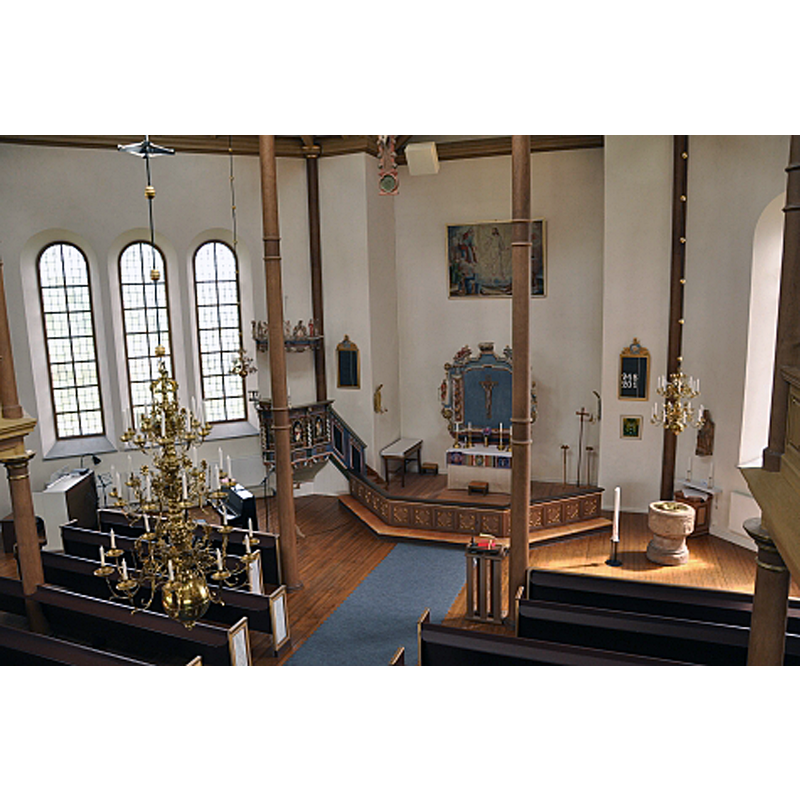 the medieval font in the southeast corner