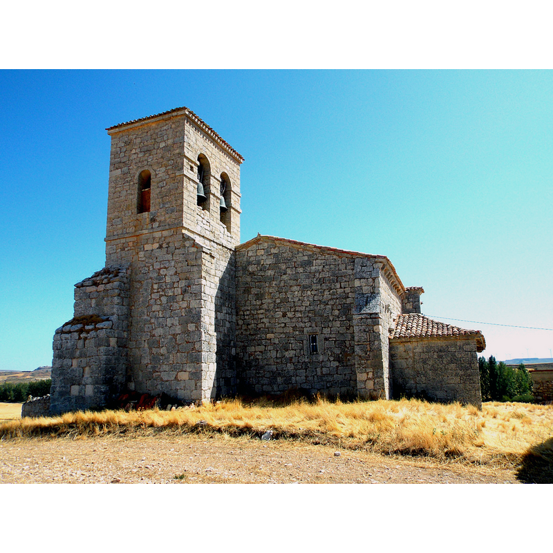 Source caption: " Iglesia de San Román de Tablada de Villadiego. Fachada oeste y torre."