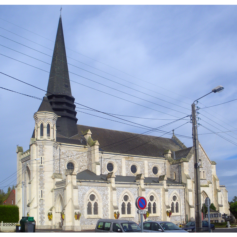 Source caption: "Vue de l'église Saint-Laurent de Richebourg."