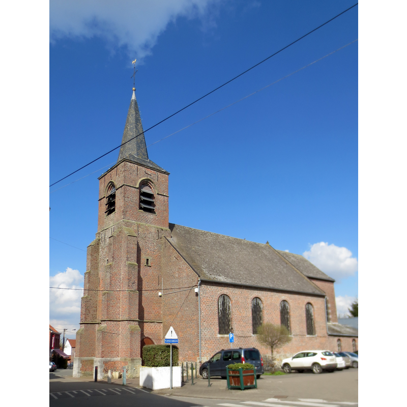 Source caption: " L'église d'Hainin."