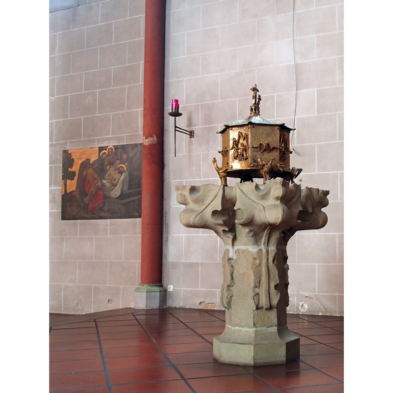 Source caption: "Taufbecken in der Pfarrkirche Liebfrauen-Überwasser in Münster (Westfalen)"
