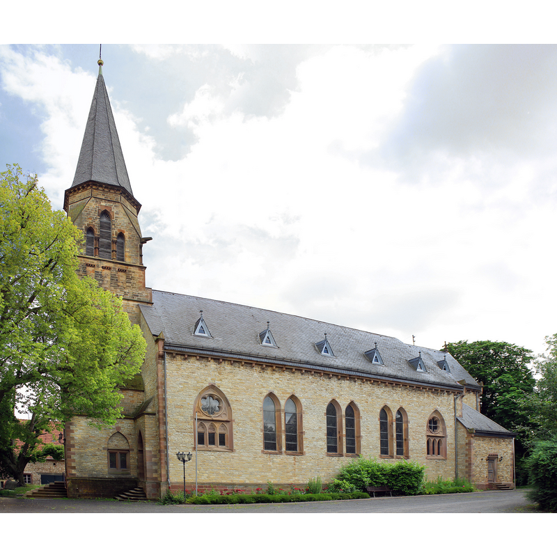 Source caption: "St. Amandus. 1890 bis 1893 errichtete neogotische Pfarrkirche. Architekt: Franz Schöberl."