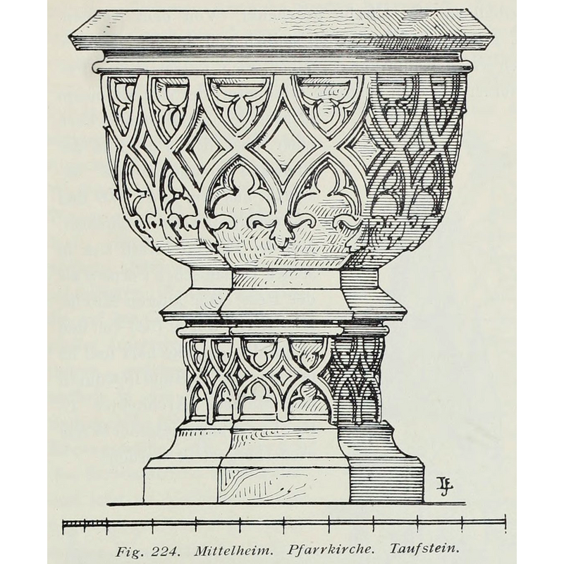 Source caption: "Mittelheim Pfarrkirche Taufstein"