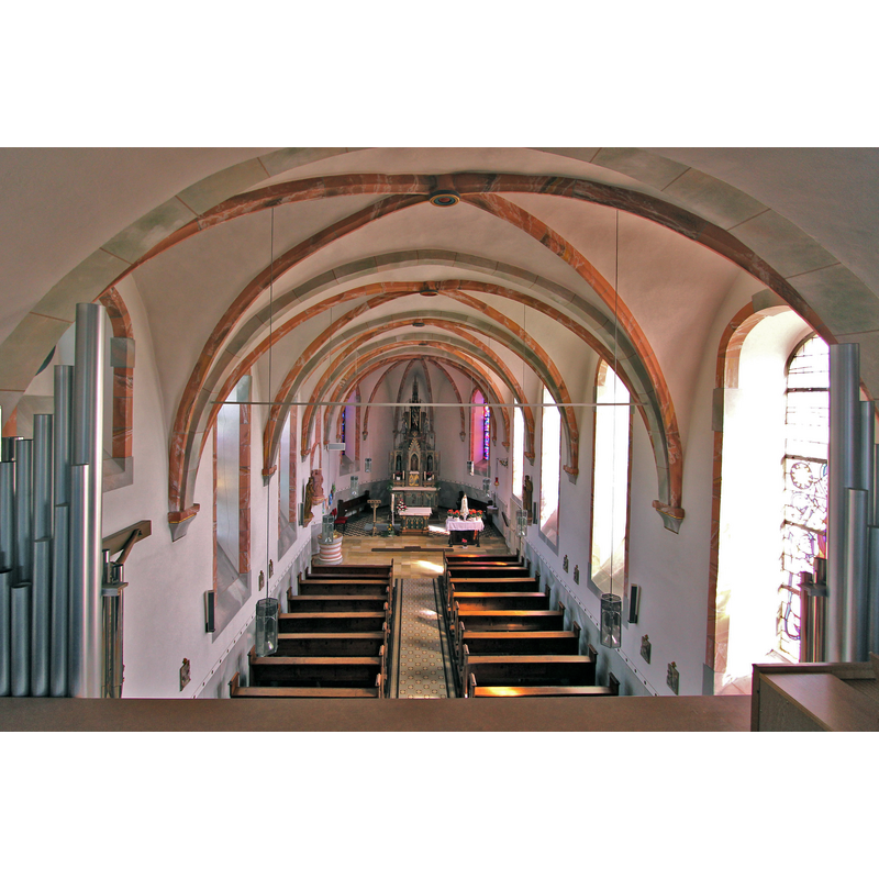 Source caption: " 54597 Steffeln, Kirchweg 4. Saalbau wohl von 1711, Westturm bezeichnet 1923, von den Architekten Peter Marx und Peter Gracher (Trier)."