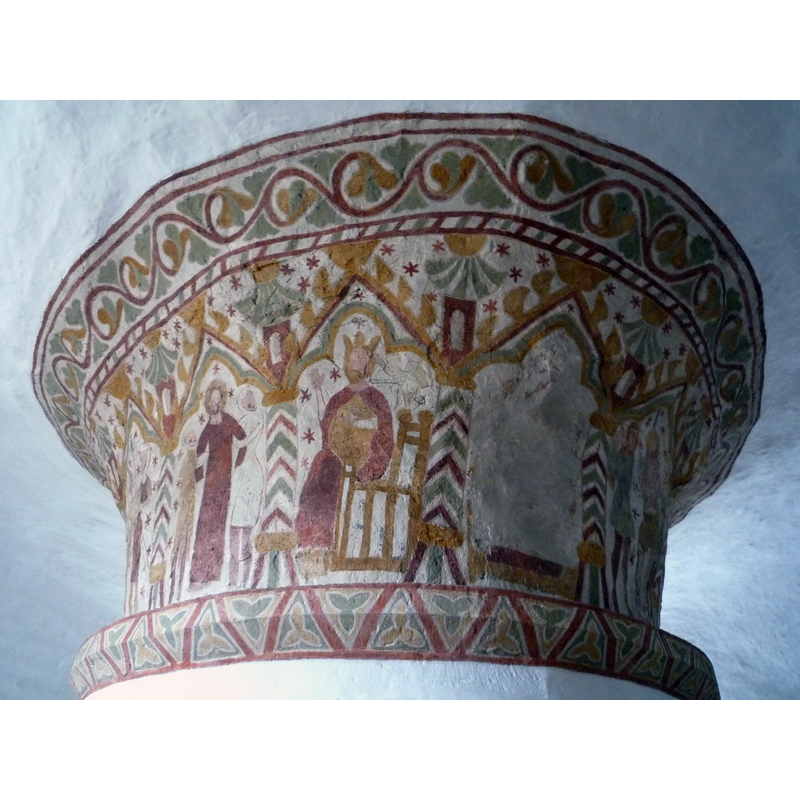 Source caption: "Ny Kirke on Bornholm, Denmark. Frescoes on the central pillar."