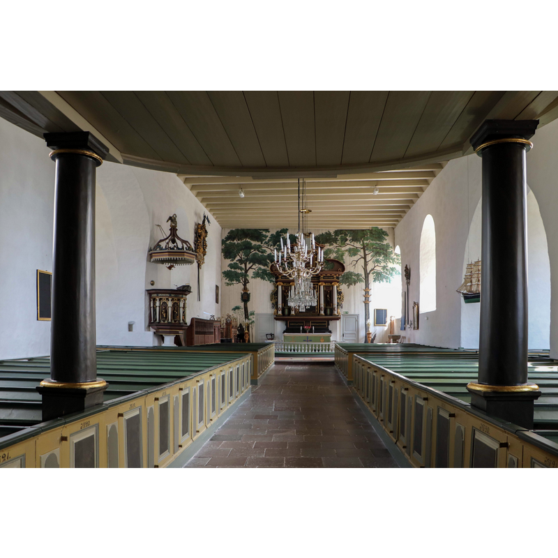 Source caption: "Kristianopels kyrka. Interiör mot öster."
