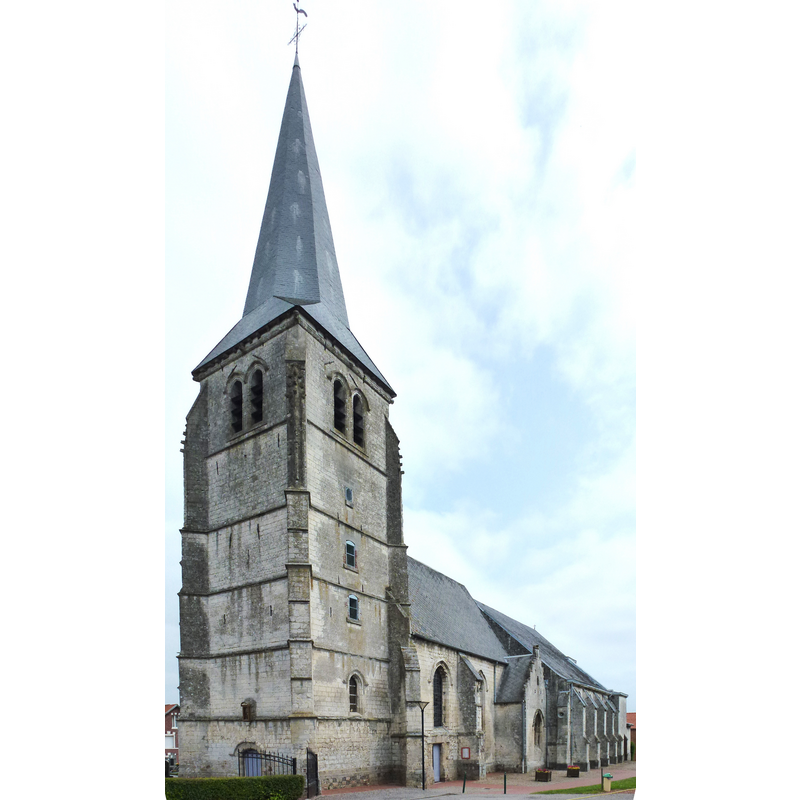 Source caption: "Amettes (Pas-de-Calais, Fr) église Saint-Sulpice, tour"