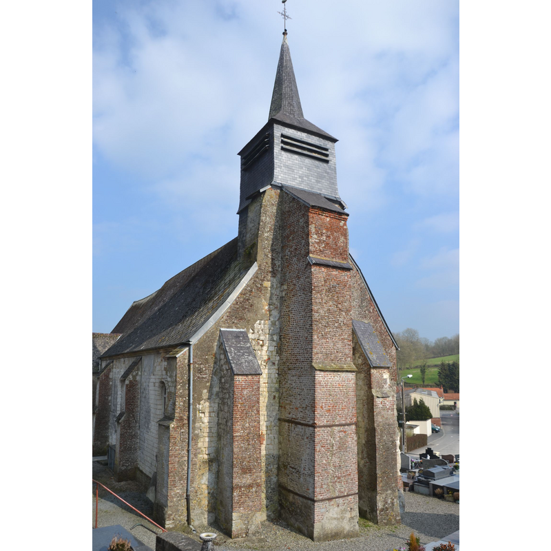 Source caption: "Pignon ouest et clocheton de l'église de Créquy"