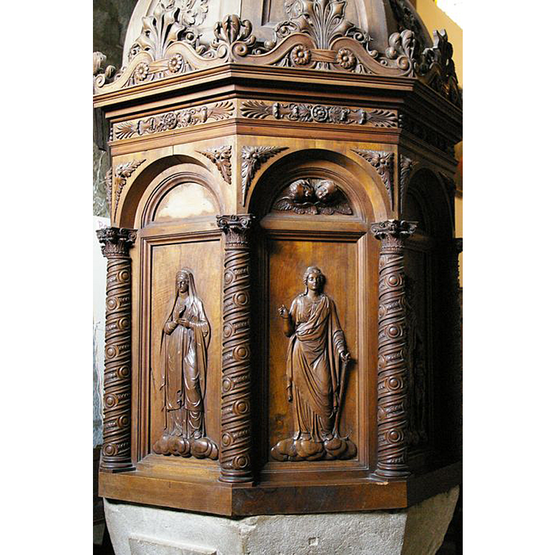 Source caption: "Couvercle des fonts baptismaux, vue partielle"