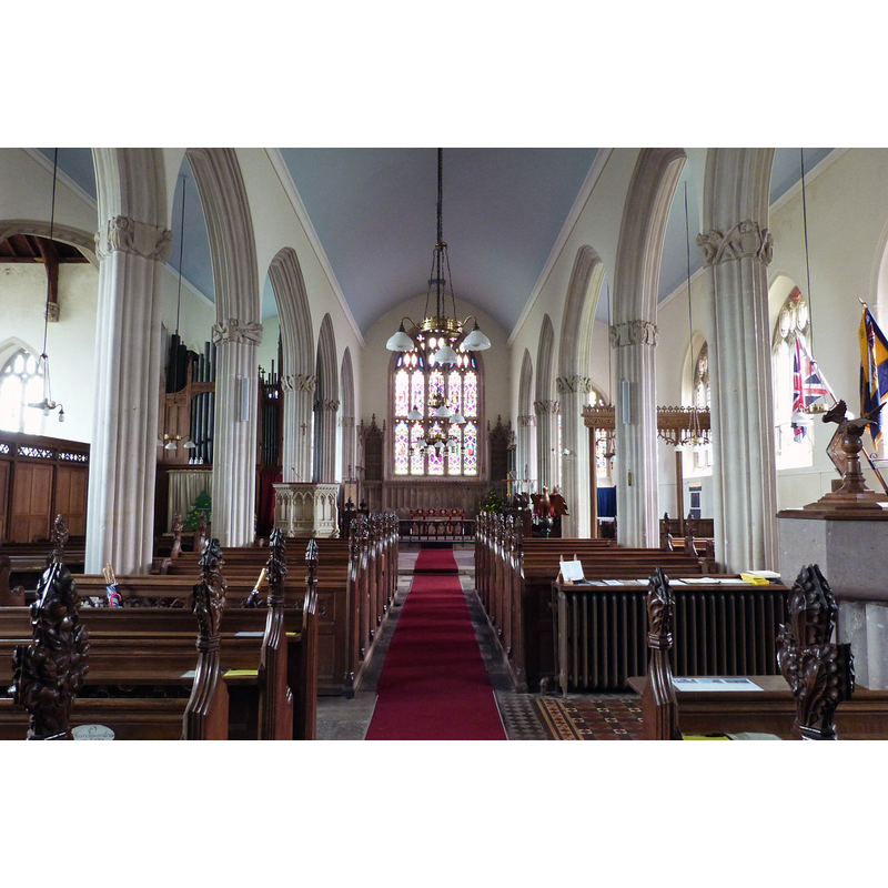 Source caption: "Interior of St Thomas a Becket's church, Thorverton Devon"