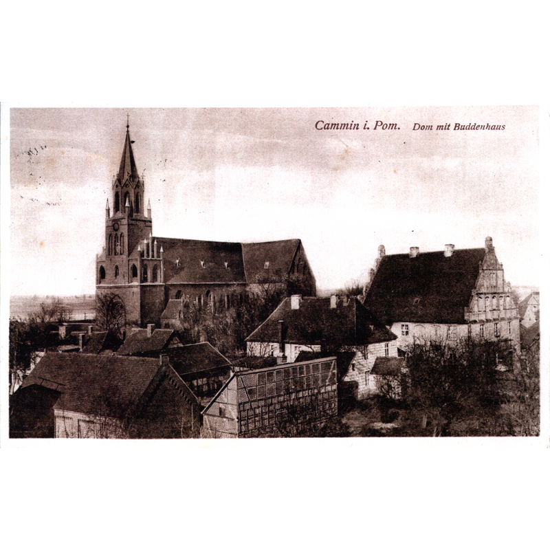 Source caption: "Widok na Katedrę św. Jana Chrzciciela w Kamieniu Pomorskim. Widokówka z roku 1933."