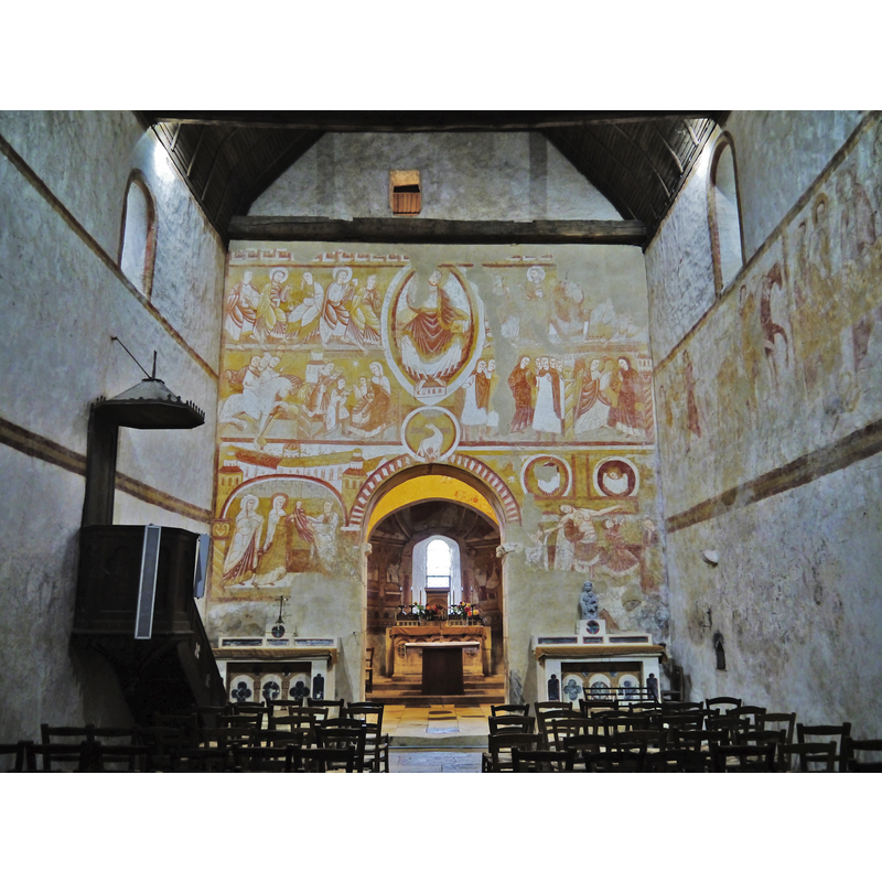 Source caption: "Fresken im Langhaus der Kirche St. Martin, Nohant-Vic, Département Indre, Region Zentrum-Loiretal, Frankreich"