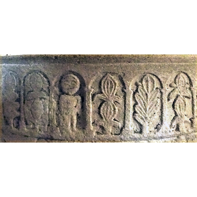 all around; populated with different motifs, symbols or human beings
