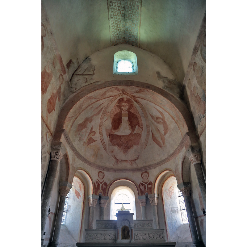 Source caption: "Peintures murales de l'abside de l'église Notre-Dame-de-l'Assomption de Gourdon" -- 13thC paintings; restored in 1994 by Hisao Takahashi.