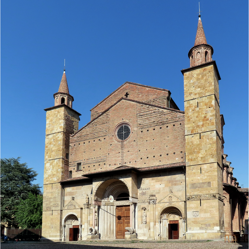 Source caption: "Facciata del duomo di Fidenza"