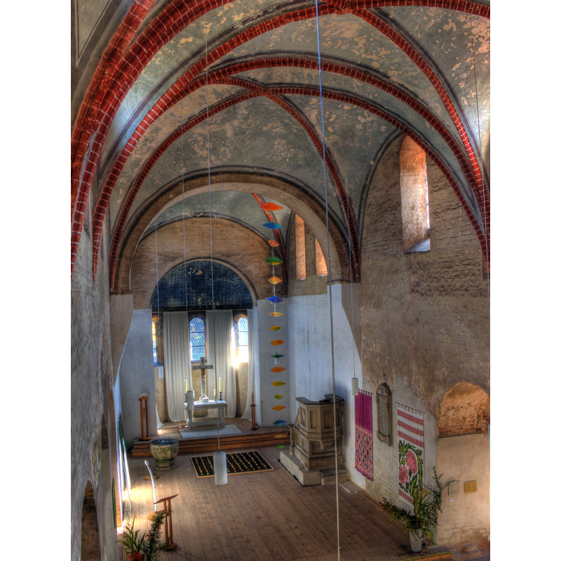 Source caption: "Church St Nicolaus in Beuster. Complete build from baked bricks. The church was finished to build in 1172."