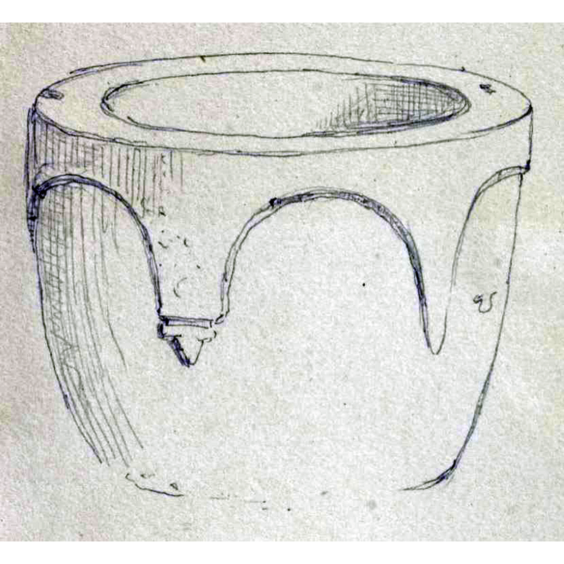 Source caption: "Steinerner Trog (Taufstein?) auf Schloss Laubach"